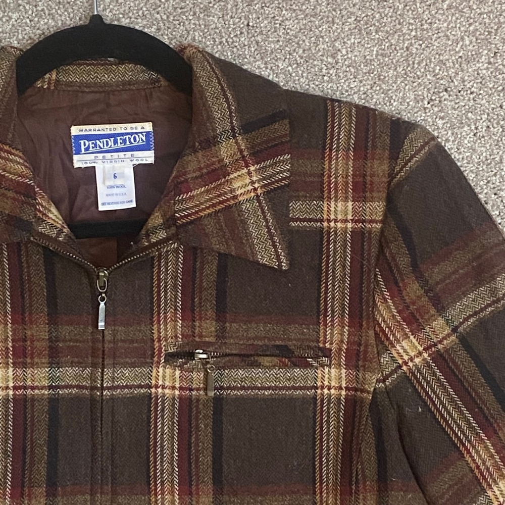 Pendleton Petite Plaid Virgin Wool Jacket Zip Fro… - image 2